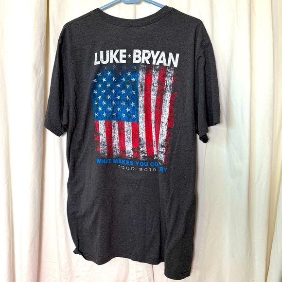 2018 Luke Bryan What Makes You Country Music Concert Tour T-Shirt USA Flag - Picture 5 of 6